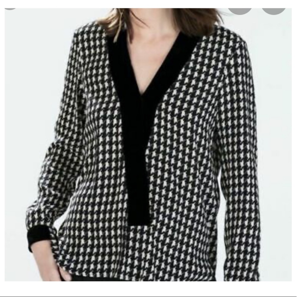 Dogstooth Print Top